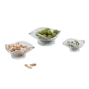 NEW SIN Urch Glass Decorative Bowls Set of 3 Small Serving Dishes Clear‎